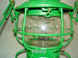 D. L & W RR railroad lantern with clear embossed globe lanten painted