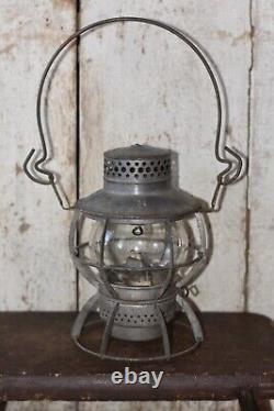 DRESSEL ARLINGTON RAILROAD LANTERN EMBOSSED P. R. R RAILROAD With ETCHED GLOBE TJ