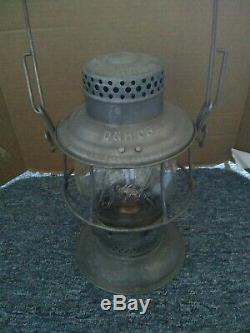 Delaware Hudson D&HRR Railroad Bell Bottom Lantern Adlake Scripted Globe Clear