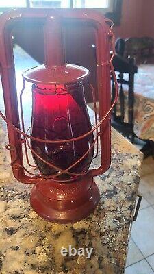 Dietz Monarch Red Globe Railroad Lantern -Dated 3-10-1914