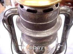 Dietz No 2 D Lite Oil Barn Lantern & Globe Brass Top Brass Large Font Railroad