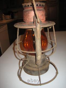 Dietz Vesta New York Central LINES Railroad Lantern With Marked AMBER NYCL Globe