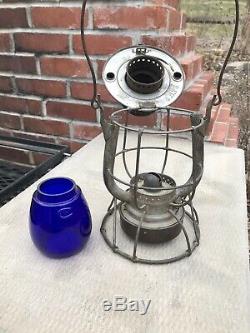 Dietz Vesta Nyo&w Railroad Lantern Early Cobalt Globe Rr Ry Ny O&w Lantern