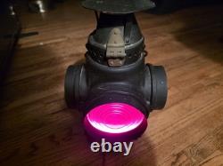 Dressel Arlington N. J. 4 Way Railroad Lantern With Chimney And Burner Red Blue