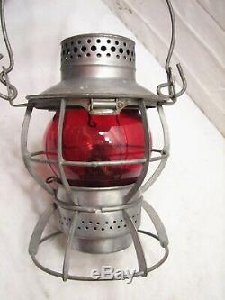 Dressel PRR Railroad Train Lantern Red Glass Globe Lamp Kerosene Light