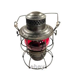 E. J & E RY Adlake railroad lantern with Red Globe Adams & Westlake