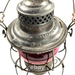 E. J & E RY Adlake railroad lantern with Red Globe Adams & Westlake