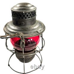 E. J & E RY Adlake railroad lantern with Red Globe Adams & Westlake