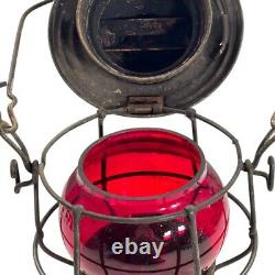 E. J & E RY Adlake railroad lantern with Red Globe Adams & Westlake