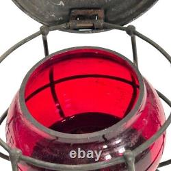 E. J & E RY Adlake railroad lantern with Red Globe Adams & Westlake