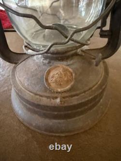 E. Miller & Co. Antique Railroad Lantern Metal Kerosene Lamp
