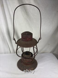 EARLY BELL-BOTTOM RAILROAD LANTERN No. 39 with Red Paint