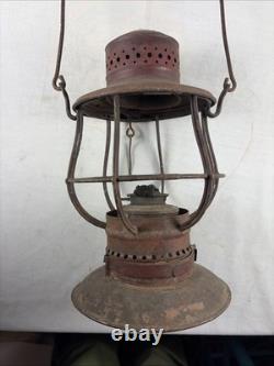 EARLY BELL-BOTTOM RAILROAD LANTERN No. 39 with Red Paint