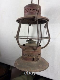 EARLY BELL-BOTTOM RAILROAD LANTERN No. 39 with Red Paint