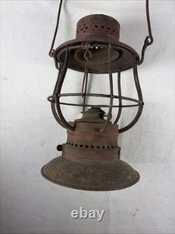 EARLY BELL-BOTTOM RAILROAD LANTERN No. 39 with Red Paint