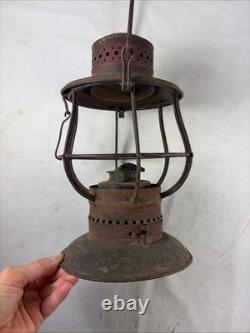 EARLY BELL-BOTTOM RAILROAD LANTERN No. 39 with Red Paint