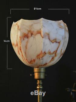 Edwardian 1910 Railway Pullman tripod carriage Lamp hand-made marbled shades