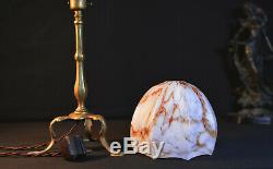 Edwardian 1910 Railway Pullman tripod carriage Lamp hand-made marbled shades