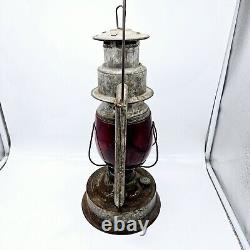 Embury Triumph No. 400 Railroad Lantern Red Glass 1920s Antique