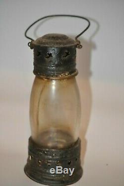 Extremely Rare Antique Cheshire Railroad Lantern With Etched Glass Globe C. 1848