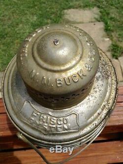 FRISCO SYSTEM M. M. BUCK Double Marked logo bell bottom railroad brakeman lantern