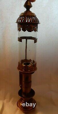 GWR 2 Old Railroad Train Carriage Candle Light Lamp Rippled Glass Brass Copper