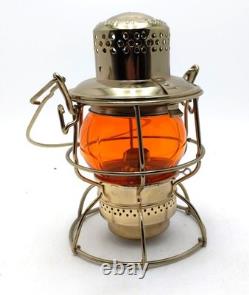 Gold Adlake Kero Railroad Lantern, with Orange Globe LN