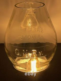 Great Northern Ry. G. N. Railroad Lantern Globe Clear Cast Safety Always Corning