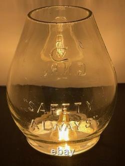 Great Northern Ry. G. N. Railroad Lantern Globe Clear Cast Safety Always Corning