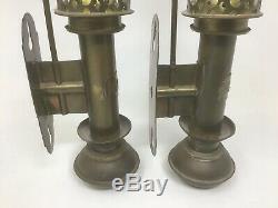 Gwr Railroad Brass Candle Holders Lantern Lamps Sconces Wall Mt Set Of 2 Pullman