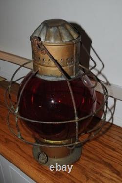 H. L. Piper Montreal Railroad Inspector's Lantern RR Red Globe Railroadiana Old