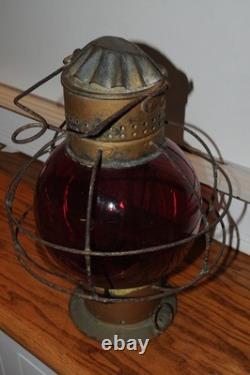 H. L. Piper Montreal Railroad Inspector's Lantern RR Red Globe Railroadiana Old