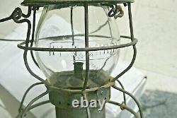 Handlan St Louis Railroad Lantern Nynh And Hrr On Clear Glass Globe