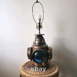 Handlan St Louis USA 4 Way Railroad Dressel Signal Lantern Table Light Lamp Vtg