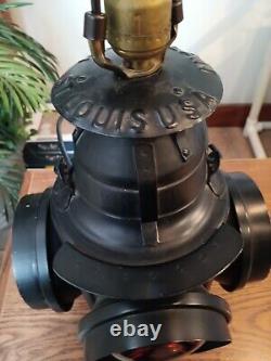 Handlan St Louis USA 4 Way Railroad Dressel Signal Lantern Table Light Lamp Vtg