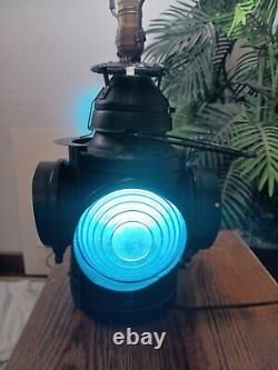 Handlan St Louis USA 4 Way Railroad Dressel Signal Lantern Table Light Lamp Vtg