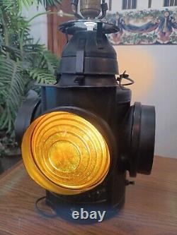 Handlan St Louis USA 4 Way Railroad Dressel Signal Lantern Table Light Lamp Vtg