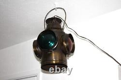 Handlan St Louis USA 4 Way Railroad Signal Ceiling Light Lantern Electrified