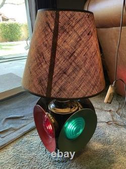 Handlan St Louis USA 4 Way Railroad Signal Lantern Table Light Lamp Vtg