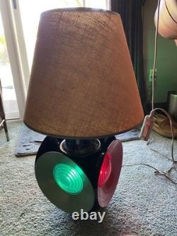 Handlan St Louis USA 4 Way Railroad Signal Lantern Table Light Lamp Vtg