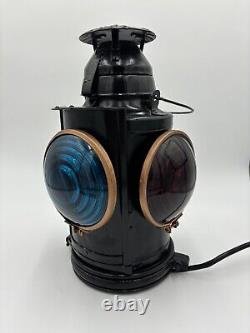 Handlan St Louis USA 4 Way Railroad Signal Lantern Table Light Lamp Vtg