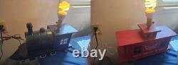 Handmade Folk Art 1972 Wood GM&O Railroad Locomotive Caboose Lamp Set Vintage