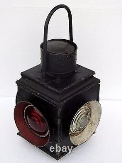 Indian Railway Collectible Railroad 4 Way Switch Signal Oil Lantern Train Lamp