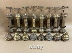 Job Lot Of 8 Antique GWR Brass Wall Railway Carriage Candle Lamps C1900