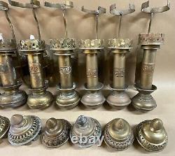 Job Lot Of 8 Antique GWR Brass Wall Railway Carriage Candle Lamps C1900