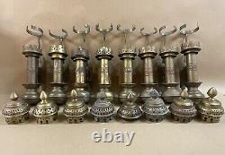 Job Lot Of 8 Antique GWR Brass Wall Railway Carriage Candle Lamps C1900