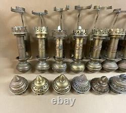 Job Lot Of 8 Antique GWR Brass Wall Railway Carriage Candle Lamps C1900