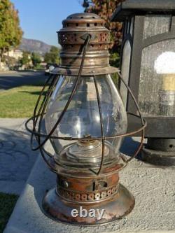 L. F. Relyea German Silver Presentation Railroad Lantern Fancy Cut Fixed Globe