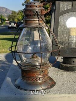 L. F. Relyea German Silver Presentation Railroad Lantern Fancy Cut Fixed Globe