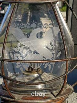 L. F. Relyea German Silver Presentation Railroad Lantern Fancy Cut Fixed Globe